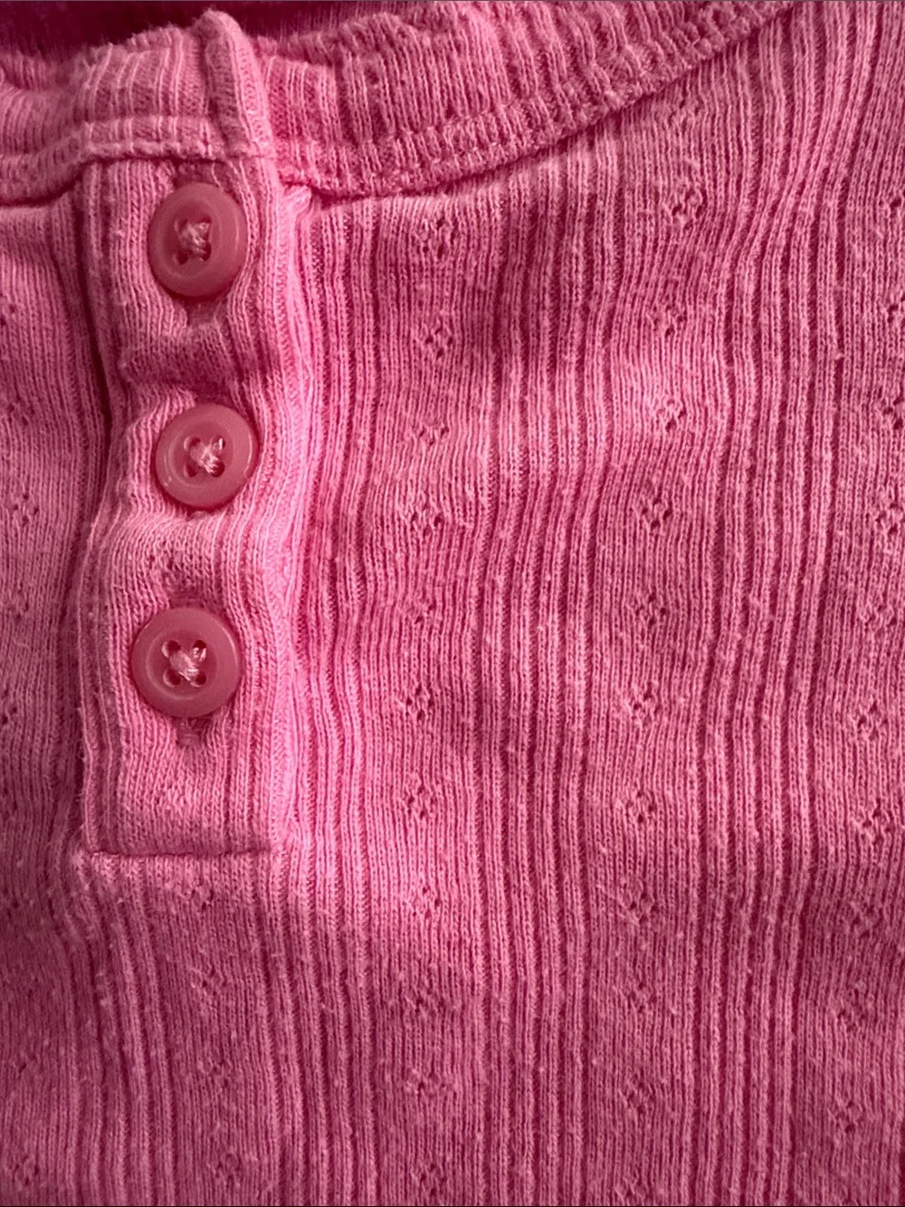 Old Navy Pink Ribbed Henley Top & Blue Floral Smocked Puff Sleeve Top Size Small